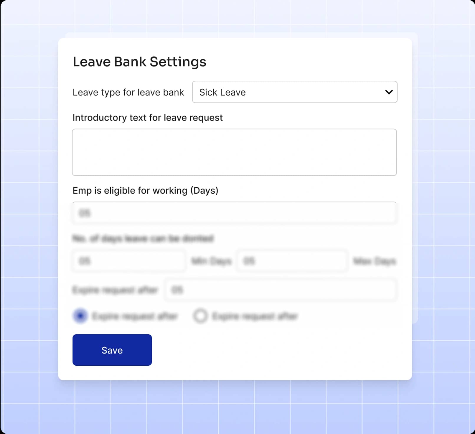 Leave bank settings