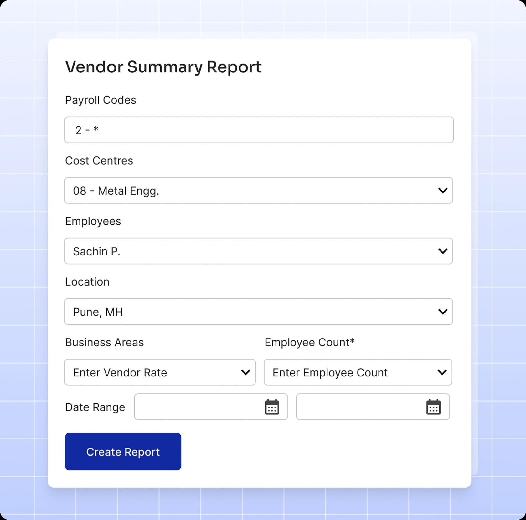 Vendor Summary Report