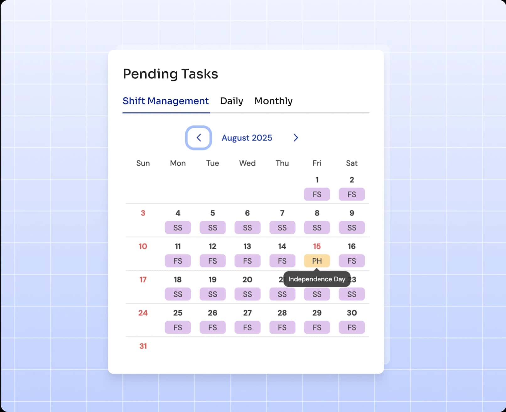 Shift Scheduling Dashboard