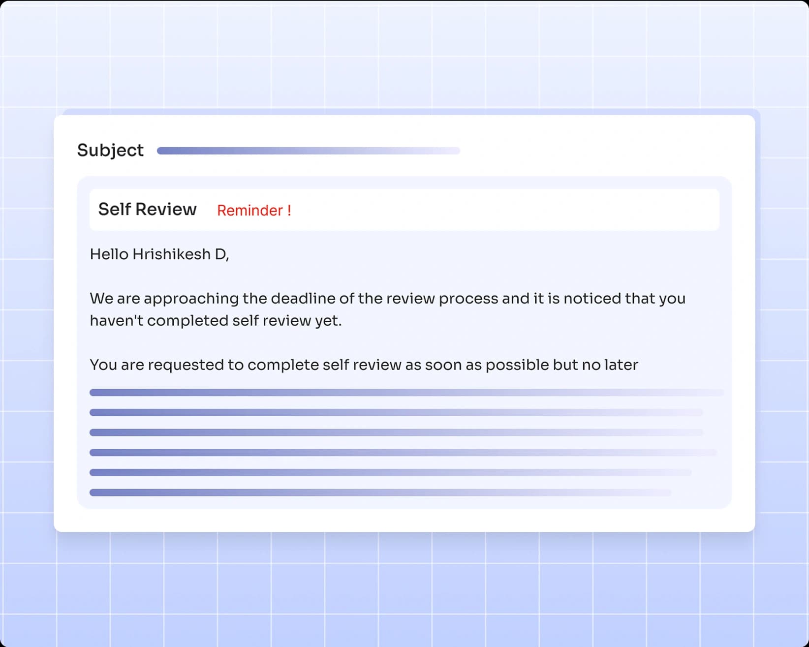 Reminders & Alerts For performance Monitoring