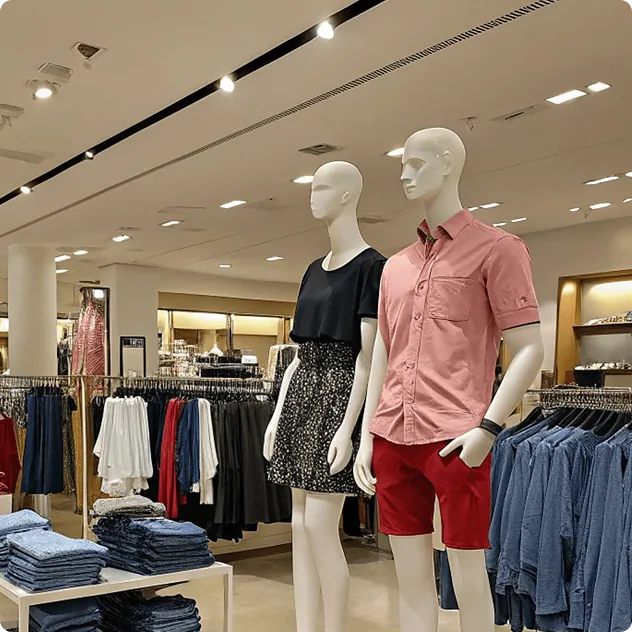 Trent Limited retail store interior with clothing displays
