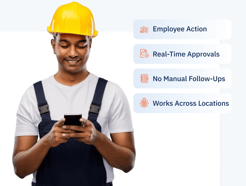 Mobile app for employee actions, real-time approvals, and multi-location workforce access